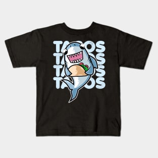 Shark Taco Kawaii Neko Anime Mexican food print Kids T-Shirt